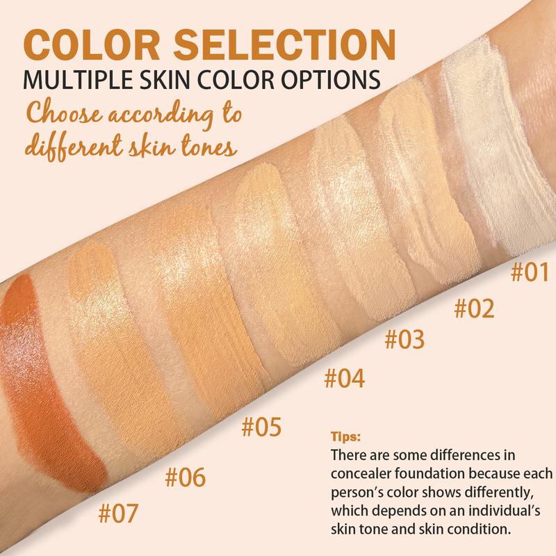 Zaidoc 7-color Dual -Ended Foundation Concealer Stick, Dual-ended with Built-in Brush, Moisturizing & Lightweight.
