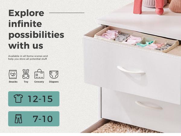 Sweet Furniture S-7 Drawers Dresser for Bedroom and TV Stand, Fabric Storage Tower for Clothes, Baby Stuff