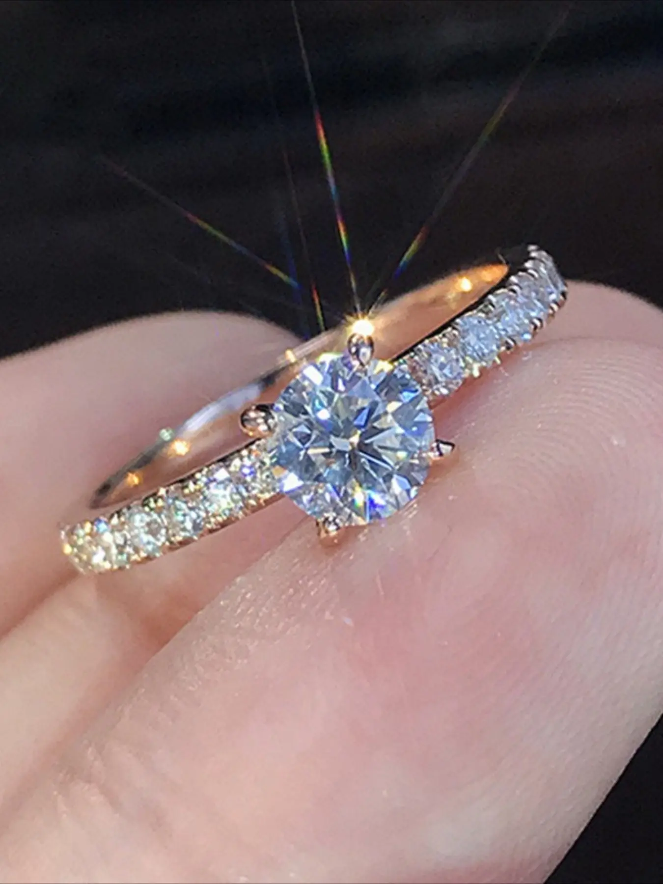 Elegant Zircon Engagement Wedding Ring Set, Perfect Valentine's Day Gift, Christmas Present Idea, Timeless Jewelry for Couples, Solitaire Engagement Ring, Bridal Eternity Ring, Zircon Embellished Rings, Beautiful Rings, Fashion Engagement Rings