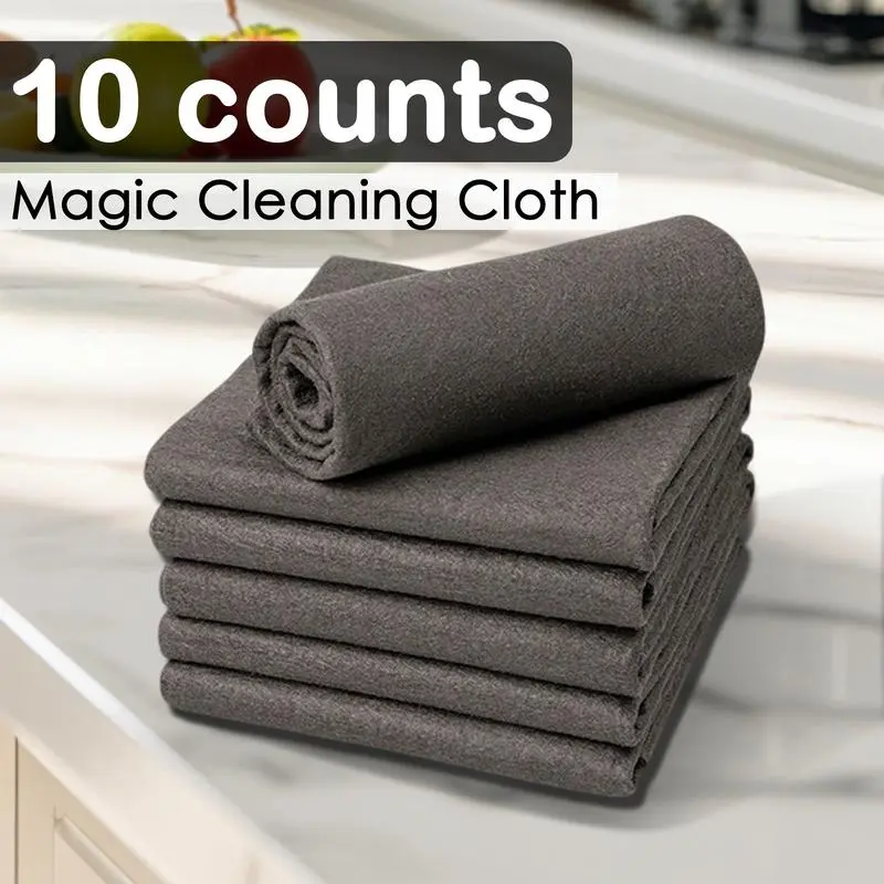 10 Counts  Magic Cleaning Cloth, Microfiber Streak Free Cloth, Reuseable Magic Fiber Towels Rags, Cleaning cloths with multipurpose use, miracle cloths for glass, kitchen and vehicle windows. Set