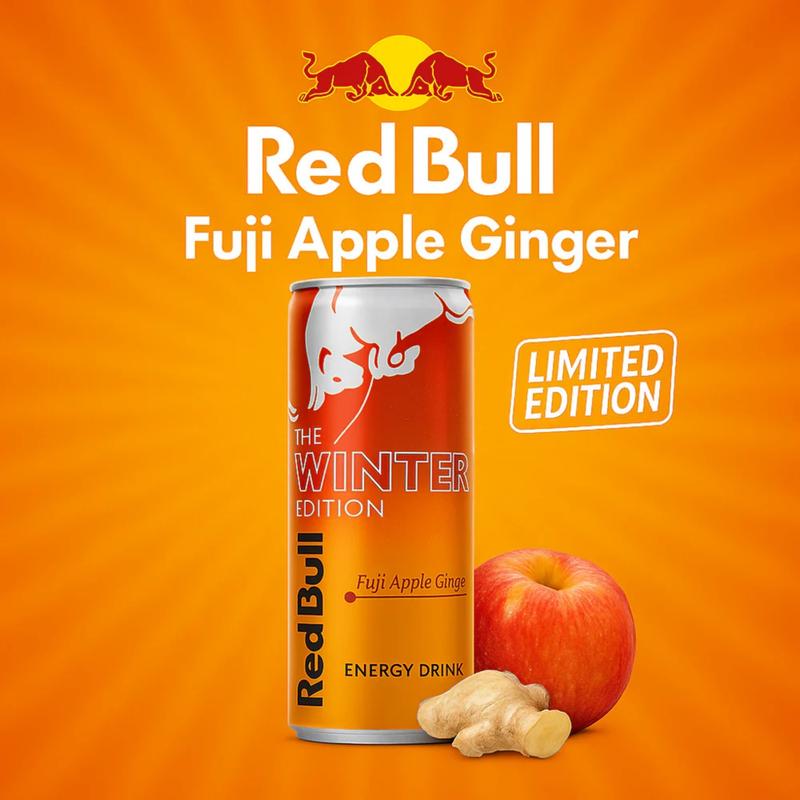 Red Bull Winter Edition  Fuji Apple & Ginger Flavor Energy Drink 8.4 fl oz REGULAR AND SUGAR FREE Choose Your Pack 1–24 CANS