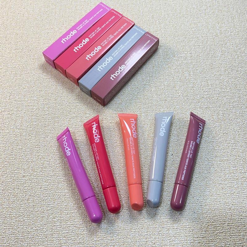 Rhode Lip Gloss Silicone Case for Apple iPhone 11-17 Series - Shockproof Anti-Scratch Fashionable Protection in Pink Yellow Red Green Blue Black Silver-Gray Orange