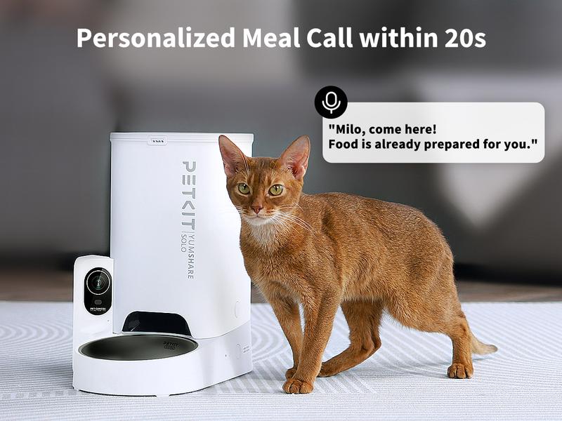PETKIT YumShare Solo Smart Automatic Pet Feeder with Camera, White, 1080P HD Video, Night Vision, and 2-Way Audio, WiFi Cat Dog Dry Food Dispenser with Non-Stick Food Bowl and Smart App Control bowl/dish