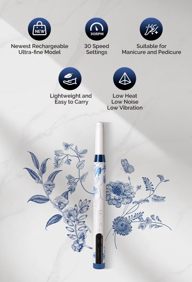 MelodySusie PM170F Nail Drill Travel Gift Box, for Nail Care, Rechargeable Lightweight 30000RPM Manicure