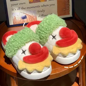 Whimsical Clown-Themed Plush Slippers for Women| Cozy Cotton Shoes | Comfortable, Durable Unisex Indoor Slippers | Water-Resistant Sole | Warmth for Cold Weather | Cartoon Design | Easy Slip-on | Soft Fabric Upper, Inner, Insole | EVA Sole | European Spec