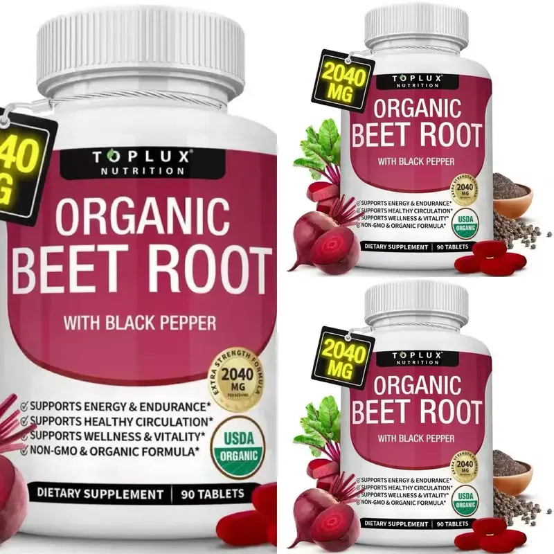 Toplux Natural Beet Root Capsules – Nitric Oxide Supporting Beetroot Nutritional Supplement 2040mg