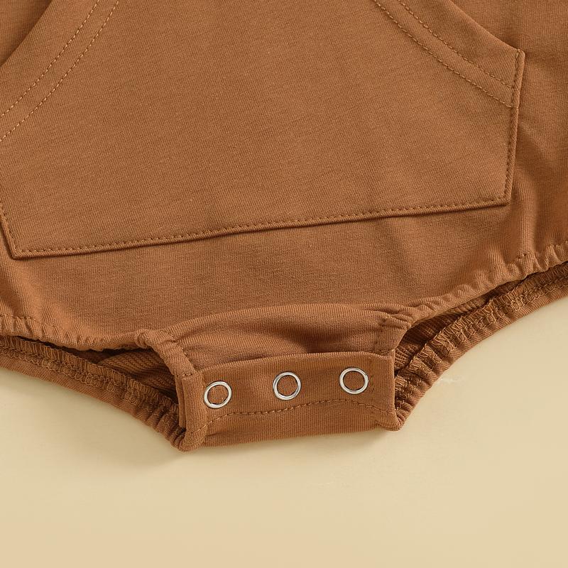 Baby Onesie Newborn Boy Girl Hooded Romper Long Sleeve Front Pocket Solid Color Bodysuit Infant Spring Fall Romper Toddler Outfit Cute