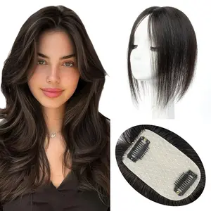 Feipro Hair Topper for Women, Crown Hair Pieces for Thinning Hair Women, 2 Clips Secure Hold, Ultra Thin Artificial Scalp Base for Natural Volume