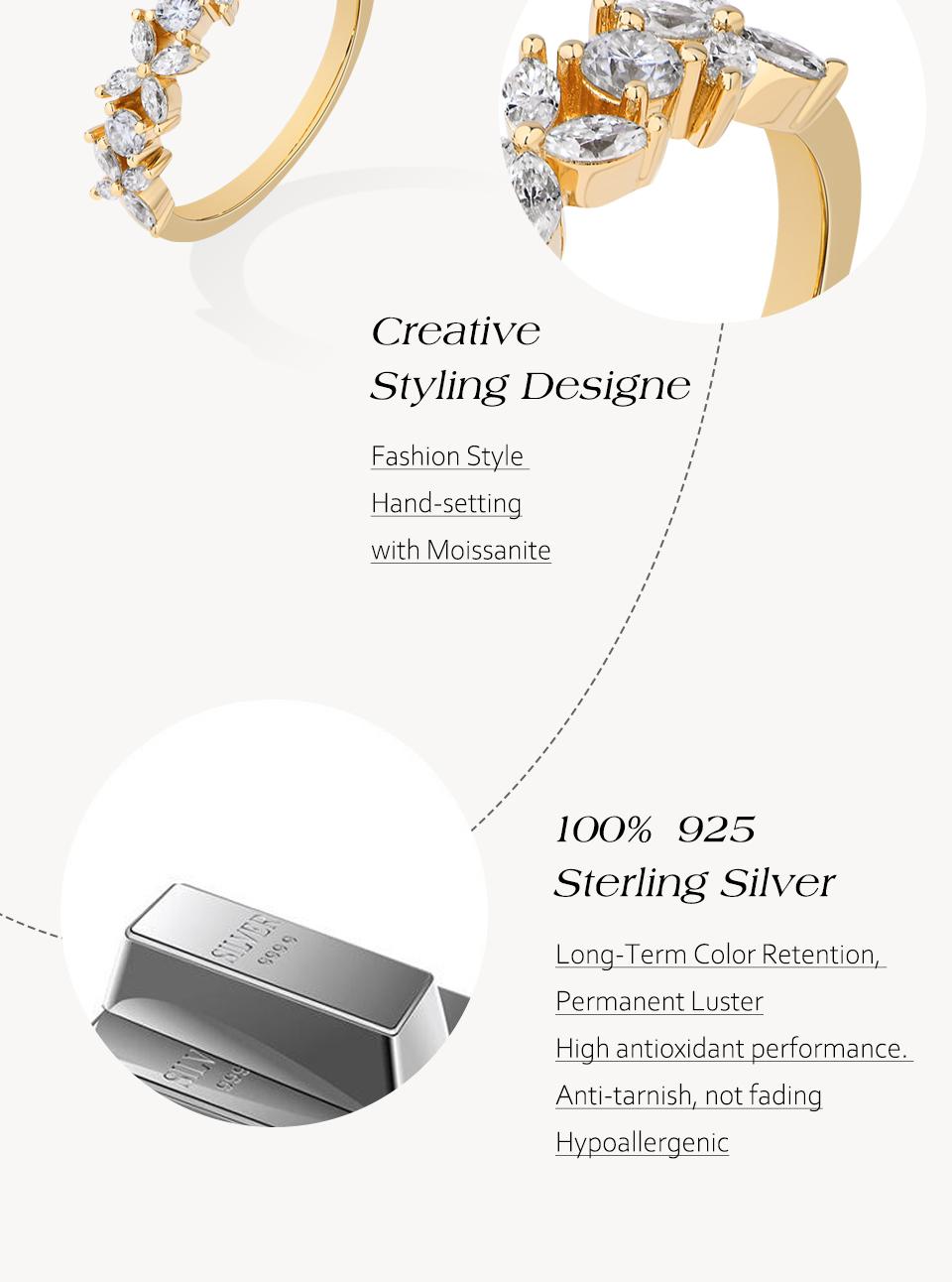 Sparkling Design D Color VVS1 Lab-Created Moissanite Ring for Women Daily Wear Engagement Wedding Birthday Gift Fine Jewelry R337