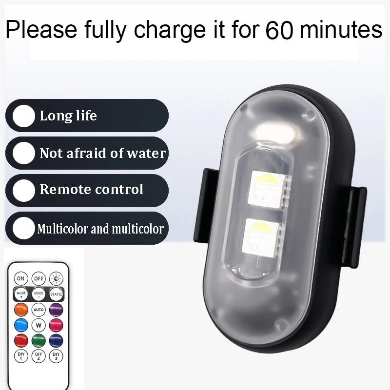 Wireless LED Strobe Lights RGB USB Charge IP65 Waterproof Anti-Collision for Car Motorcycle Drone & RC Aircraft Bike