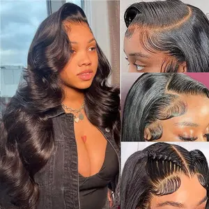 ILYquel Body Wave 13x6 Lace Frontal Wig Natural Black Human Hair 30 Inch Transparent HD Lace Front Wigs For Black Women 180% Density Pre-Plucked Natural Hairline