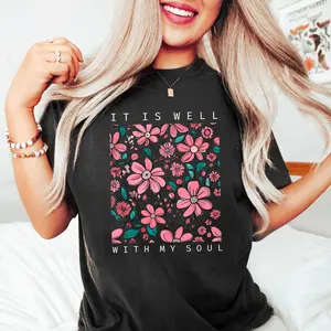 Retro It Is Well With My Soul Shirt, Comfort Religious Shirt, Aesthetic Christian Shirt, Jesus Apparel, Bible Verse Shirt, Faith Shirt Cotton T-Shirt