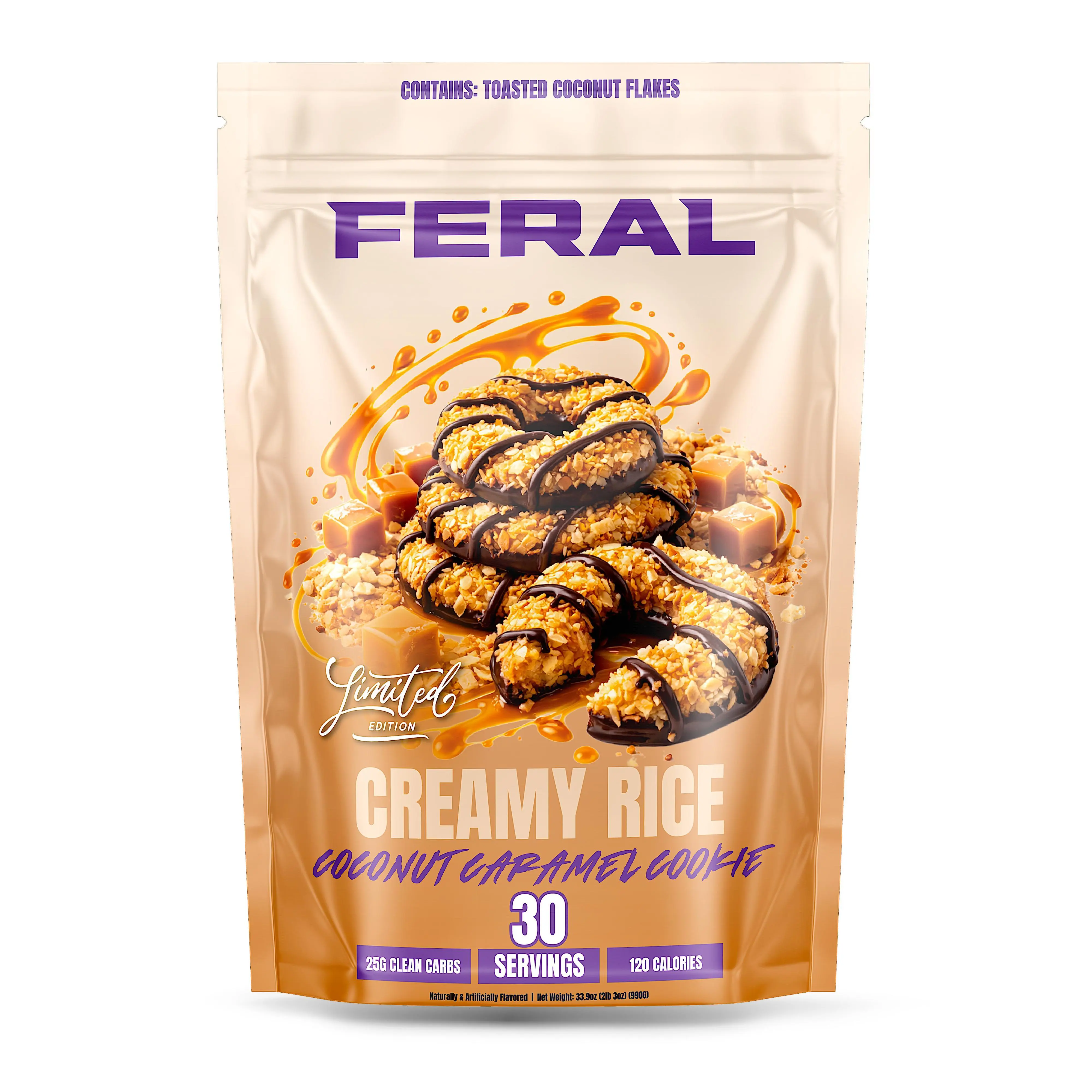 Feral Supps Creamy Rice - Edible Rice Supplement for Fitness 25g Carbs Gluten Free