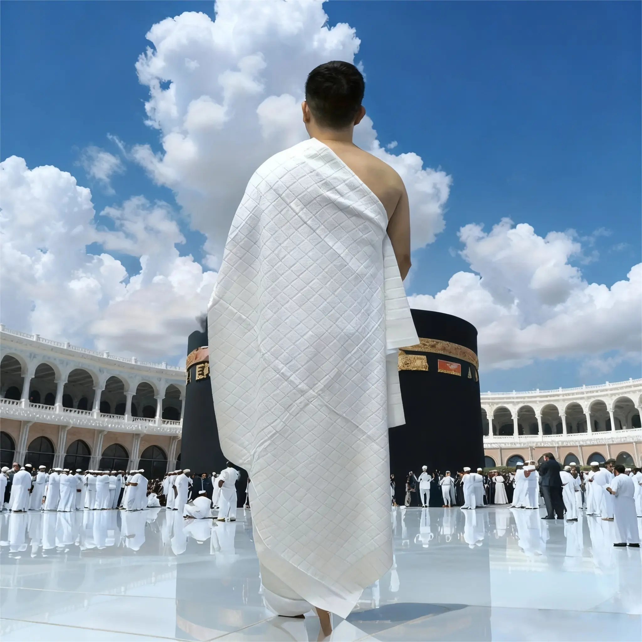 Set of 2 Ihram Garments for Men - Lightweight And Quick-Drying Bath Towel, Made from Ultra-Fine Fibers, Suitable for Muslim Islamic Pilgrimage Attire, Prayer for Umrah, As Well As Spa Use - Easy to Clean Travel Towel Two Piece