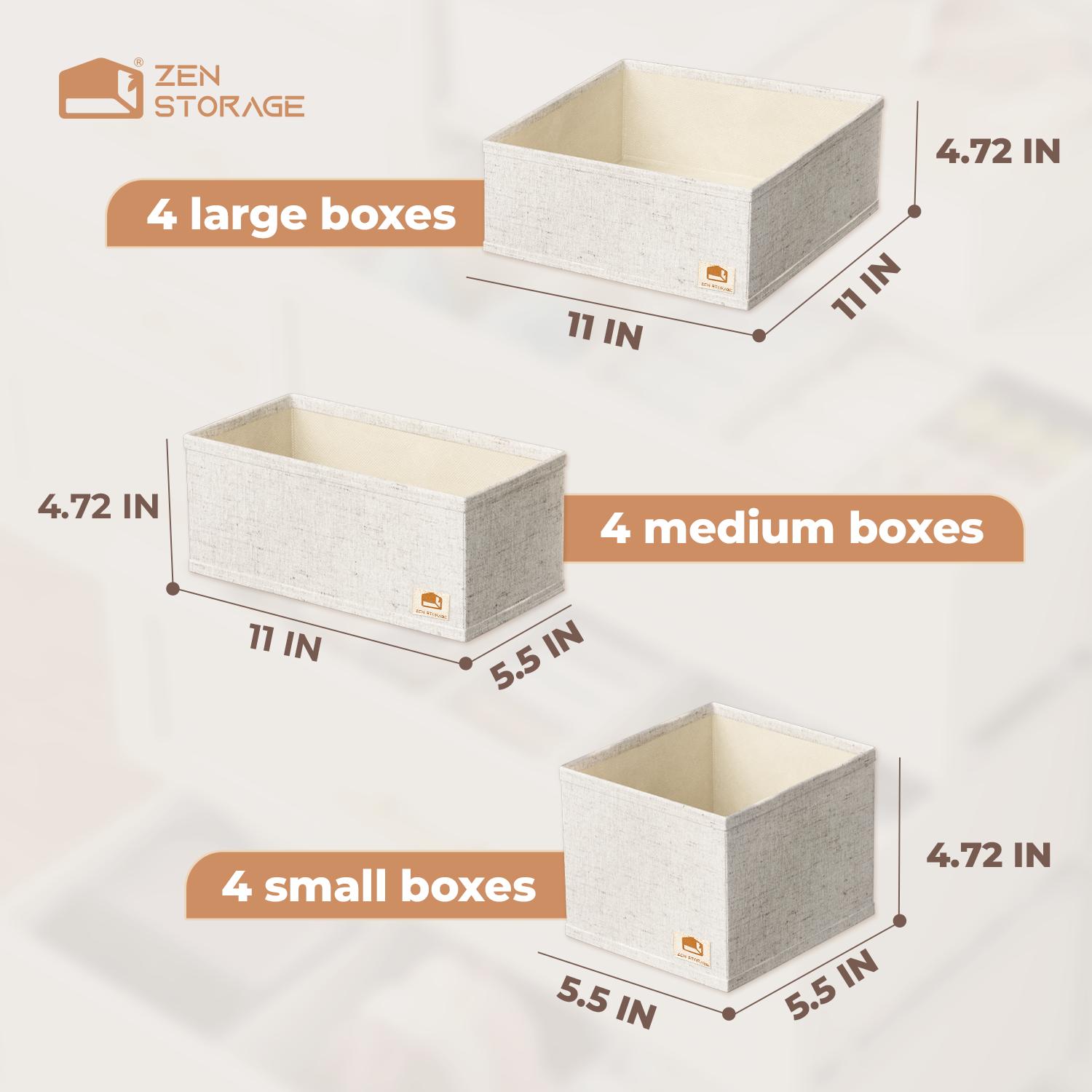 ZenStorage 12-Pack Underwear Organizer – Foldable Fabric Bins for Bras, Socks & Lingerie, Deep Zippered Storage, Space-Saving & Closet-Ready