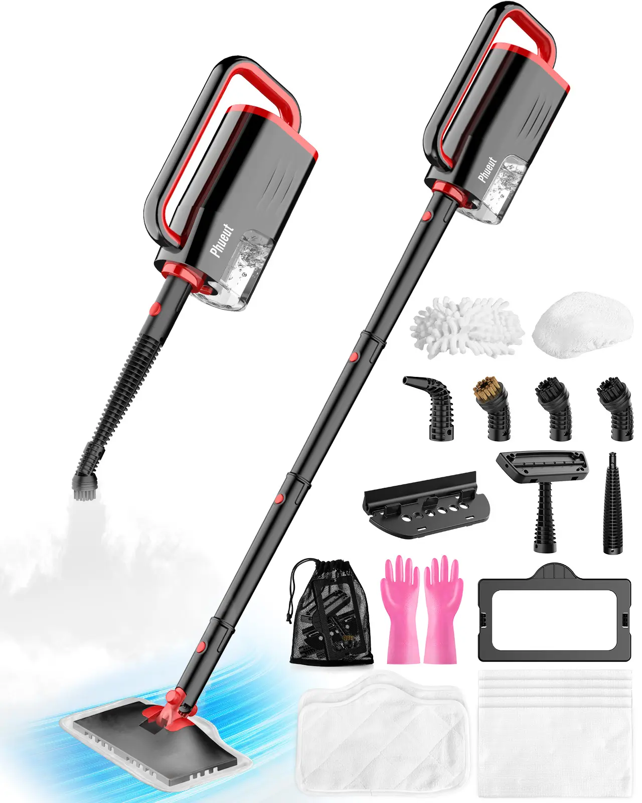 Phueut Lightweight Detachable Steam Mop Cleaner - Floor Steamer, Multi Surface Steamer, 2 Modes, 3 Temp Levels, Heavy-Duty Machine for Hardwood, Tile Grout,summerwins summerwins,dorm essentials,home essentials tiktokshopbacktoschool