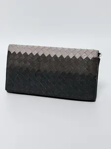 Pre-owned Bottega Veneta Leather Wallet Intrecciato Two Tone Long JX305BV