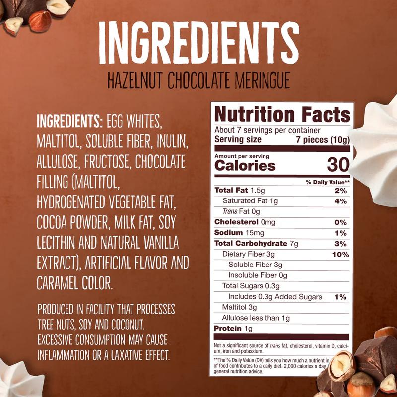 Chocolate Lovers Meringue Cookie 4-Pack (Double Chocolate, Hazelnut & Mint)