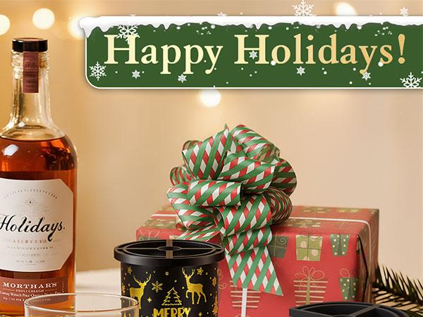 WIBIMEN 2.5-Inch Spherical Ice Ball Molds – Christmas Luxury Gold Gift Box, Perfect for Whiskey & Holiday Cheers WIBIMEN 2.5-Inch Spherical Ice Ball Molds – Christmas Luxury Gold Gift Box, Perfect for Whiskey & Holiday Cheers