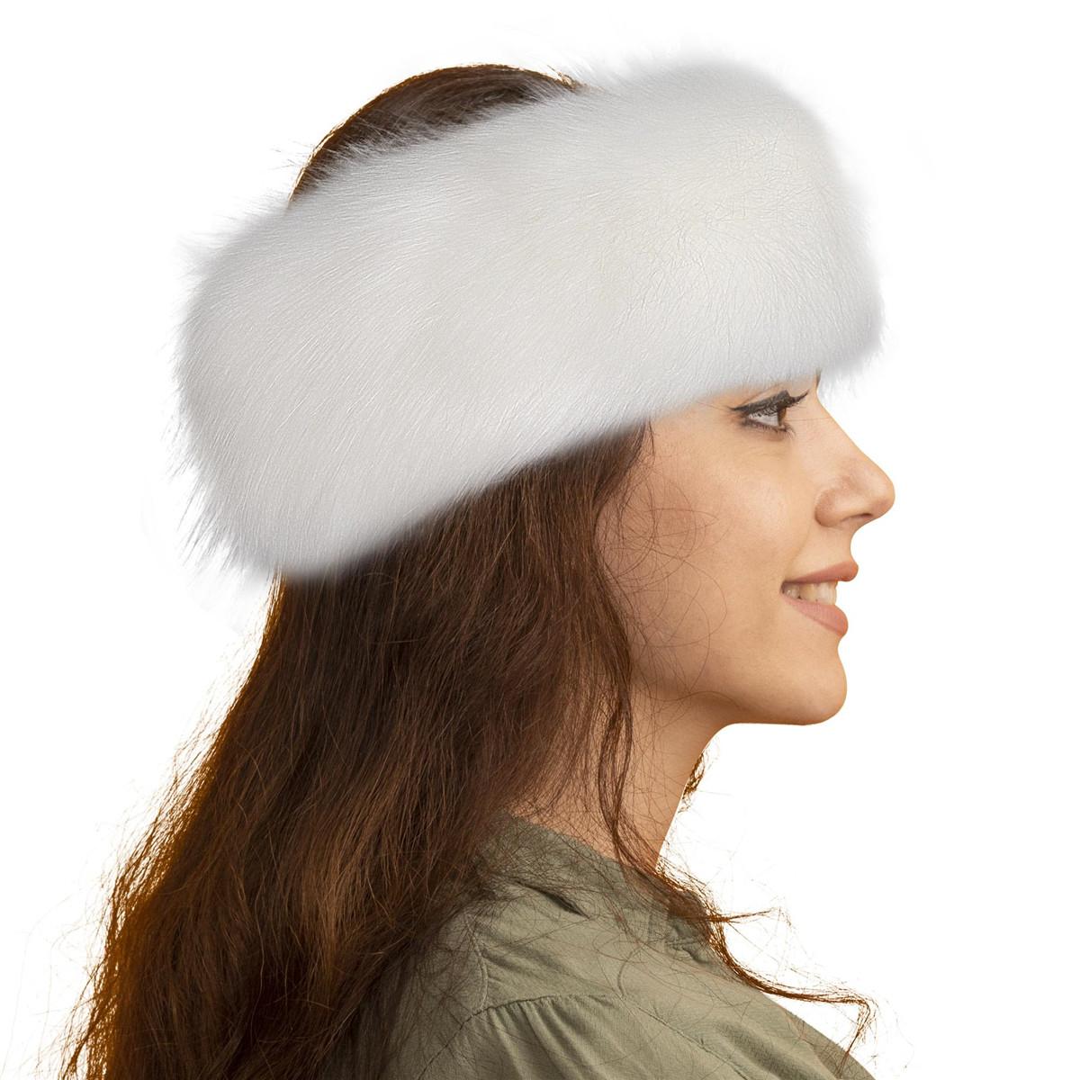 AWAYTR Womens Faux Fur Headbands with Elastic Band Winter Earwarmer Earmuff for Cold Weather Furry Costume