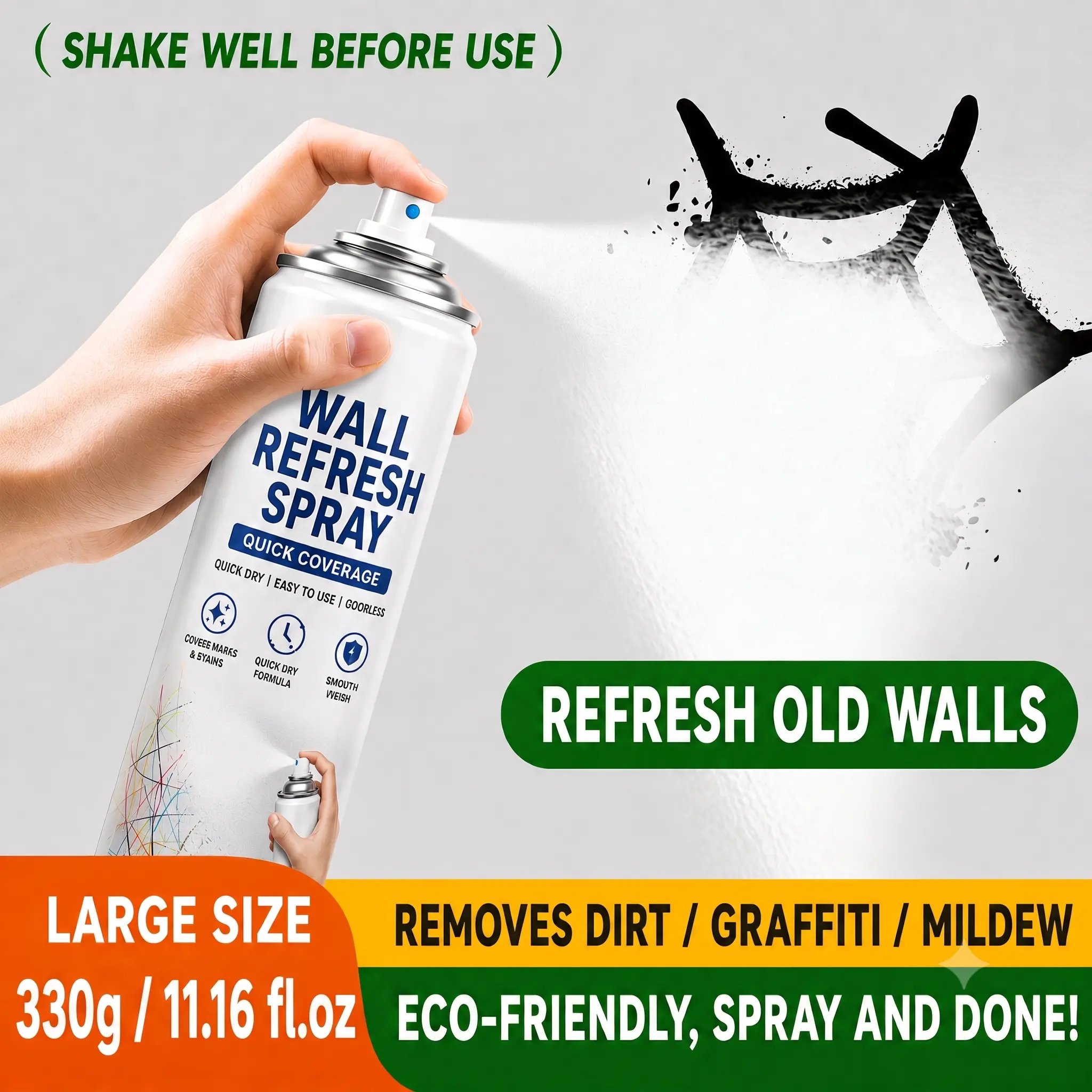 Interior Wall Spray Paint for Wall Touch-Up & Small Wall Repairs, Quick Dry Aerosol Wall Coating with Smooth Finish for Indoor DIY Wall Refresh Projects