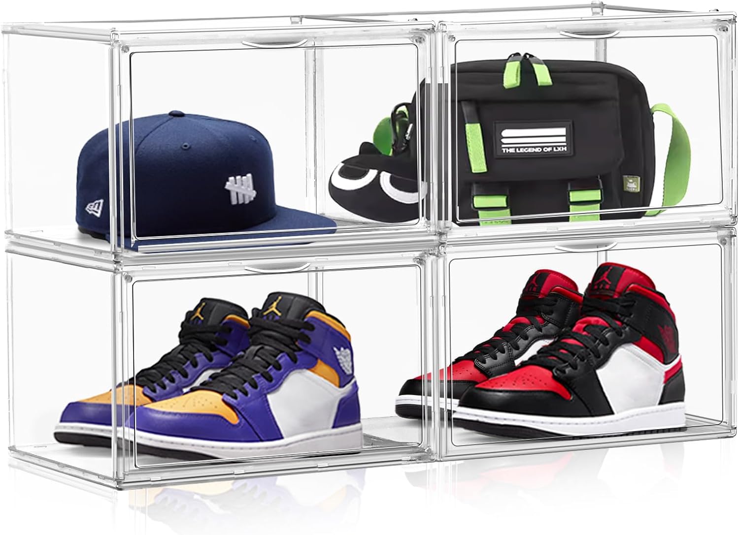 Acrylic Shoe Boxes Clear Stackable 4Pack Sneaker Storage for Sneakerheads Display Case Shoe Organiser Plastic Set Adjustable Acrylic Shoe Boxes Clear Stackable 4Pack Sneaker Storage for Sneakerheads Display Case Shoe Organiser Plastic Set Adjustable