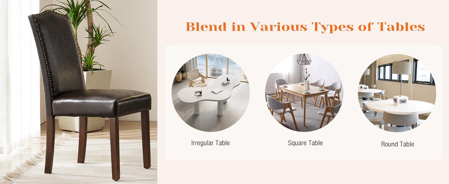 Upholstered Dining Room Chairs Modern Fabric Living Room Chairs Parsons with Nailhead Trim and Wood Legs Armless Kitchen Side Chair