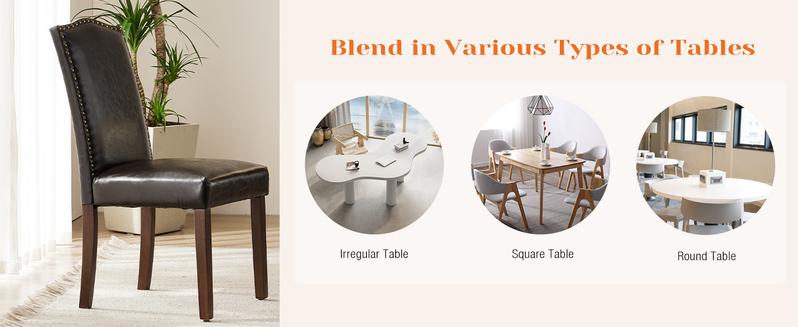 Upholstered Dining Room Chairs Modern Fabric Living Room Chairs Parsons with Nailhead Trim and Wood Legs Armless Kitchen Side Chair