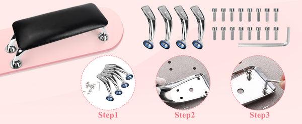 (Pink) Microfiber Leather Armrest with Cushion Pillow for Pedicure Manicure (Reposabrazos Para Manicura)