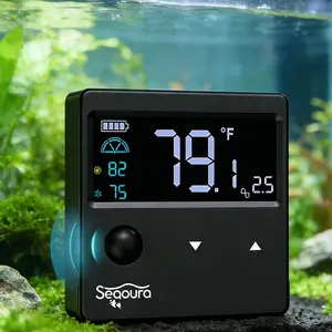 SEAOURA Digital Aquarium Thermometer with Motion Sensor & Temperature Alarm Calibrated LCD Display Accurate ±1℉ Water Temp Gauge for Glass Fish Tanks Ideal for Betta & Freshwater Aquatic Pets