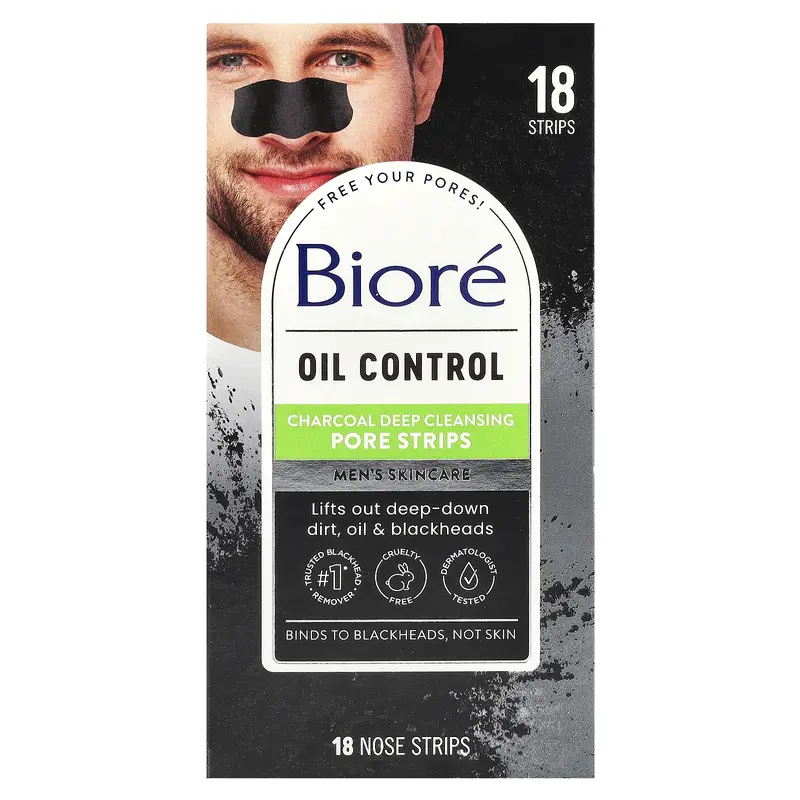 Biore Oil Control Charcoal Deep Cleansing Pore Strips, 18 Nose Strips