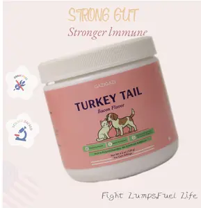 GAZIGAZI Turkey Tail Mushroom for Dogs – Natural Support for Lumps, Lipomas & Warts – Probiotic Mushroom Powder for Immune & Skin Health – Bacon Flavor Cranberry Chews for Dog UTI Treatment pua joint supplement