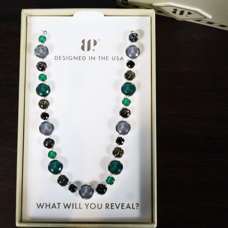 BP Jewel Candy Necklace - Moss And Marble Collection - Elegant with deep colored gemstones