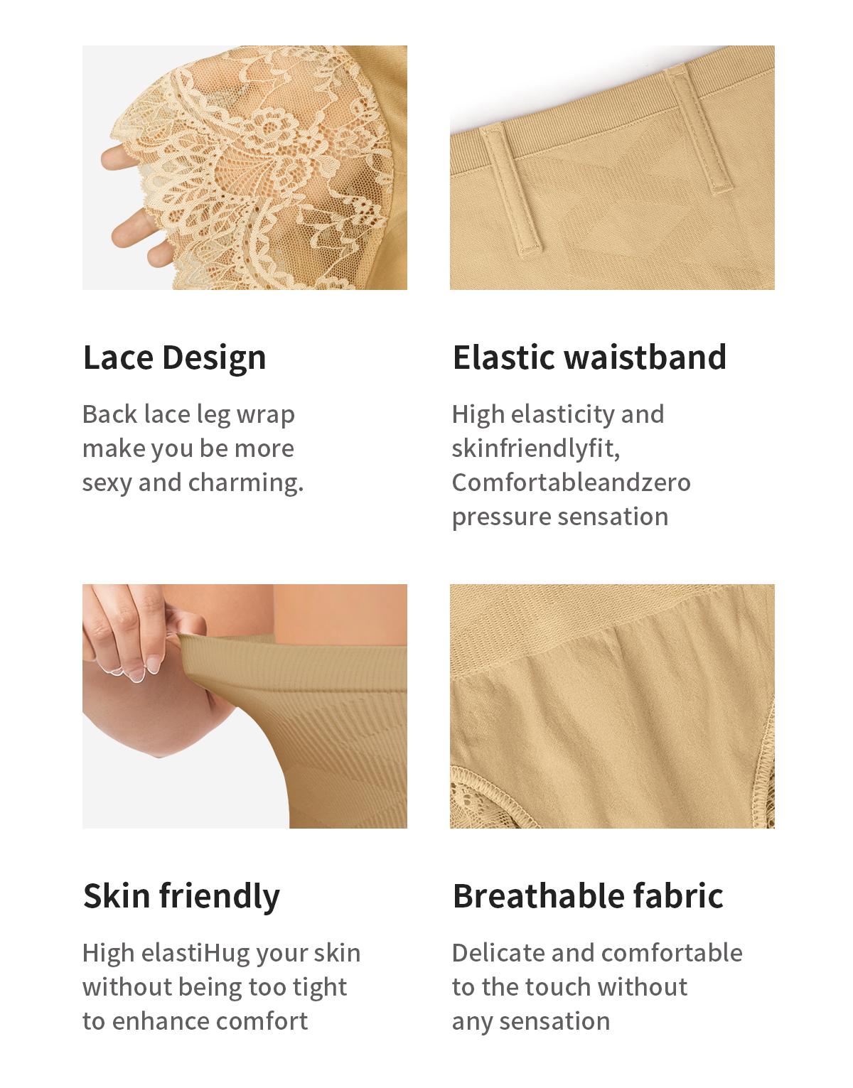 Morelect 4/6 Pcs Women's High Waist Panties, Tummy Control & Butt Lifting Seamfree Briefs, Side Lace Trim Everyday Underwear, All Season Comfortable Undies,S-XXXL Minimalist SpringStatements