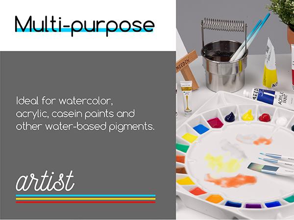 MEEDEN Large 32-Well Ceramic Watercolor Palette with Lid, Porcelain Paint Palette for Watercolor Painting with Cover, Big Mixing Tray for Artist, 12-3/5-Inch Square,White Elegant Design Smooth Surface