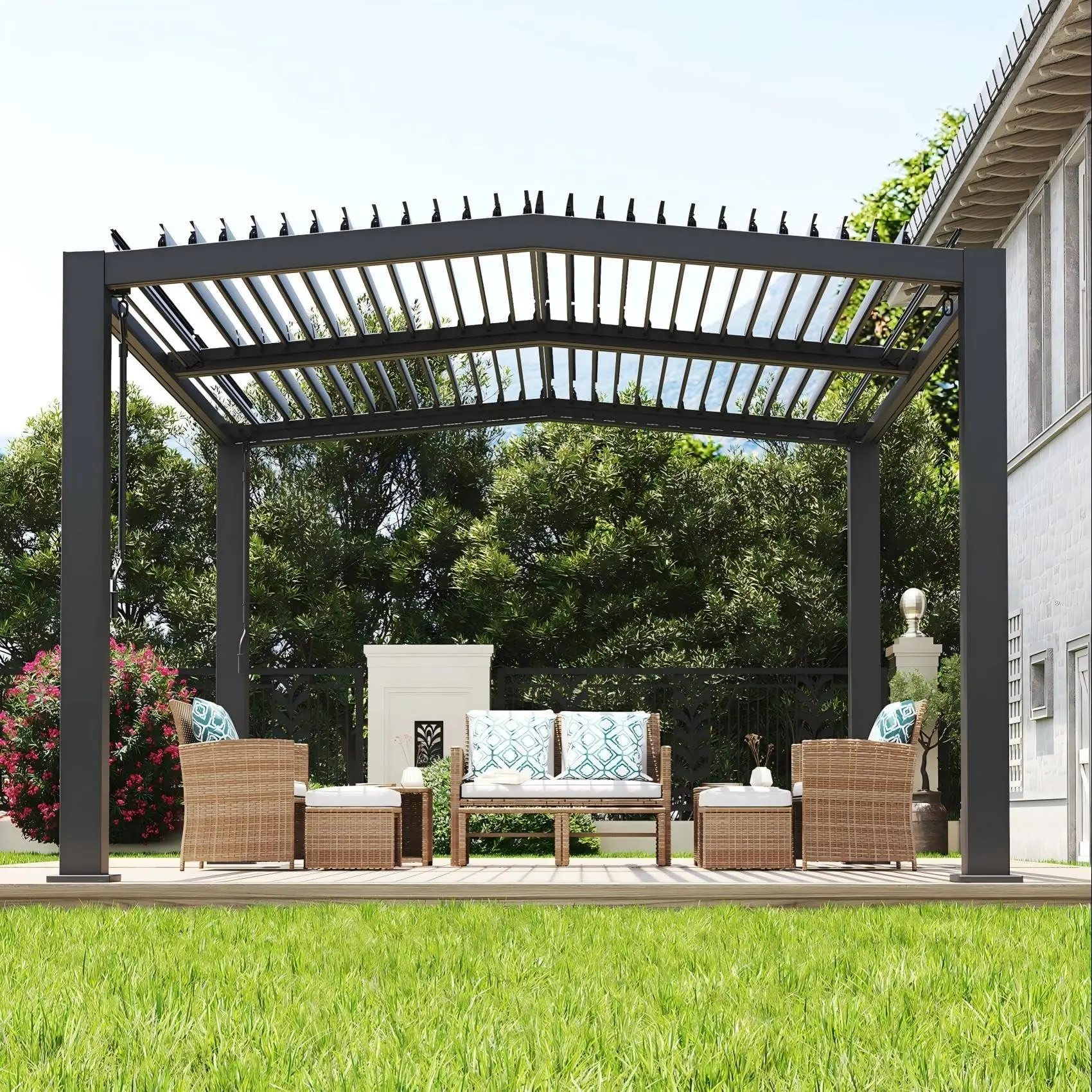 GARVEE 11’ x 13’ Rectangular Louvered Pergola Gazebo Outdoor Patio, Adjustable Roof Louvered Slats, Reinforced Aluminum Frame, Integrated Drainage System for Deck Backyard, 11’ X 13’ Size