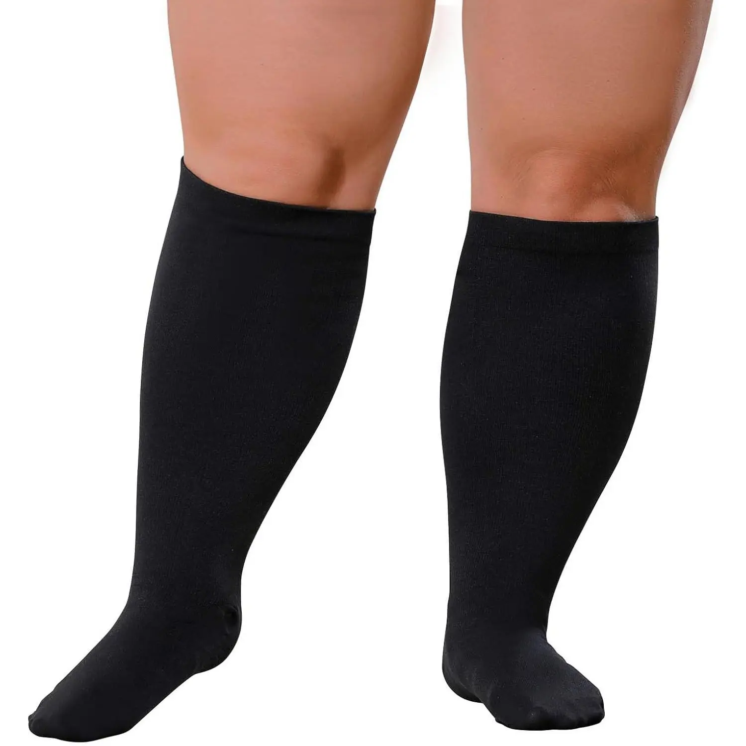 Plus Size Compression Socks: Wide Calf Compression Stockings for Men Women - Up to 7X Large 20-30 mmHg Compression Hose for Pregnancy Travel Running Nurses