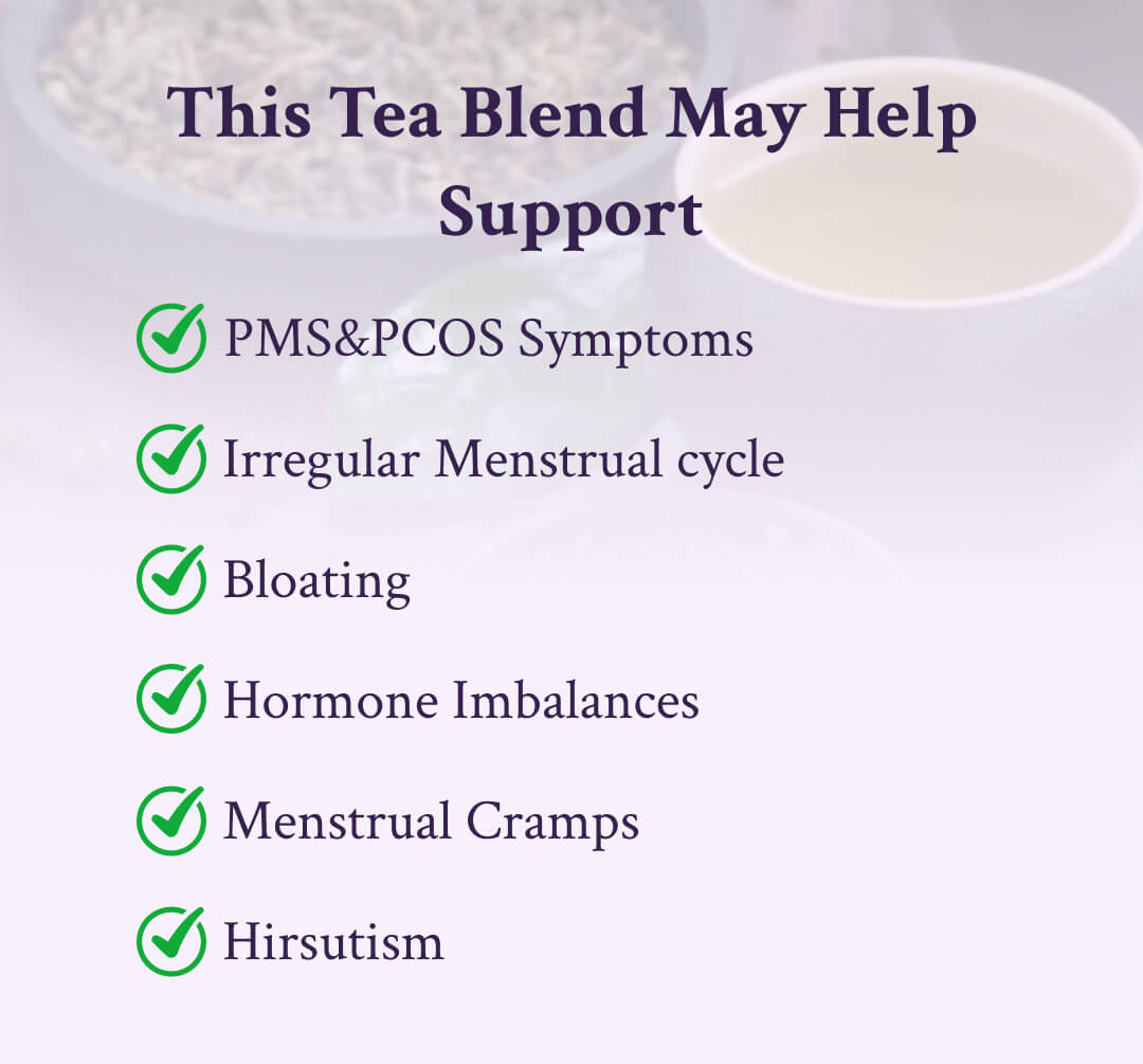 Hormone Balance Tea with 8 Organic Herbal Ingredients - Support Women's Overall Reproductive Health (PCOS, PMS, Menstrual Cycle) Ginseng Beverage
