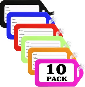 10 Pack Luggage Tag Bright Luggage Tags for Suitcases Bag Tags Name Tags for Kids Travel Accessories Must Haves by Sodsay (Colorful)