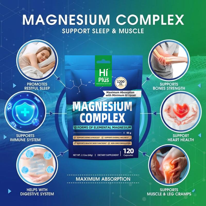 Magnesium Complex 10 Essential Magnesium Supplement 1200mg 120 Capsules - 3 Pack Bundle