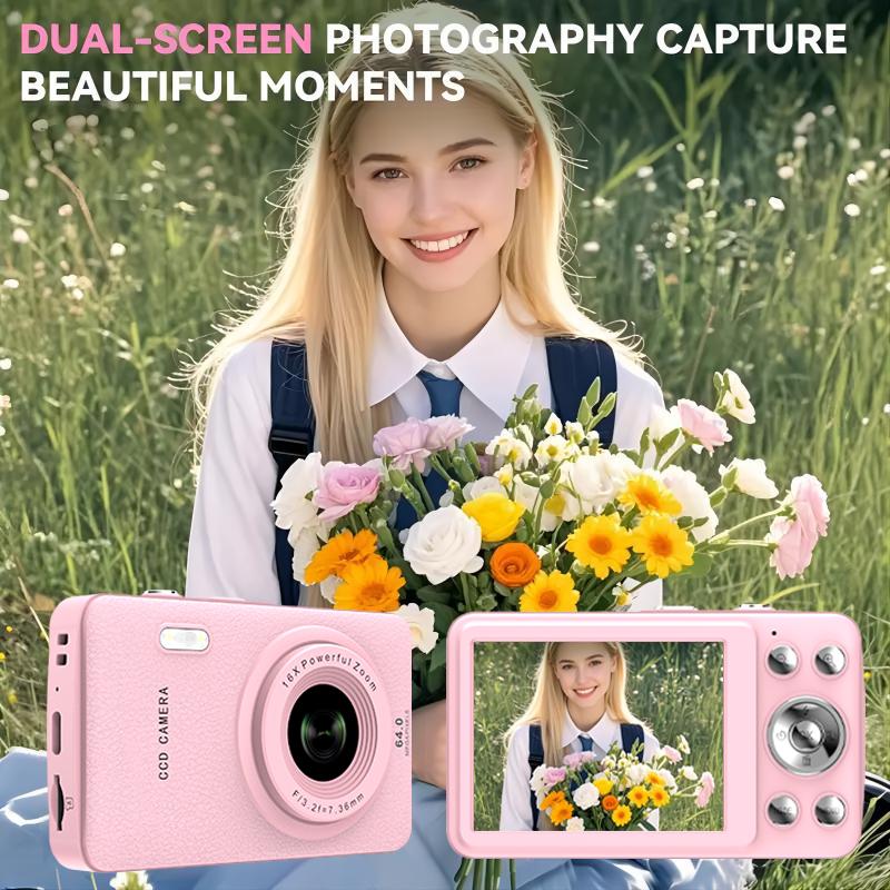W&O Digital Camera,Portable CCD Cameras Gifts,HD Digital Video Cameras Toddler,Portable Toy 3-10 Ages Girls Boys,32GB TF Card Rechargeable Wireless