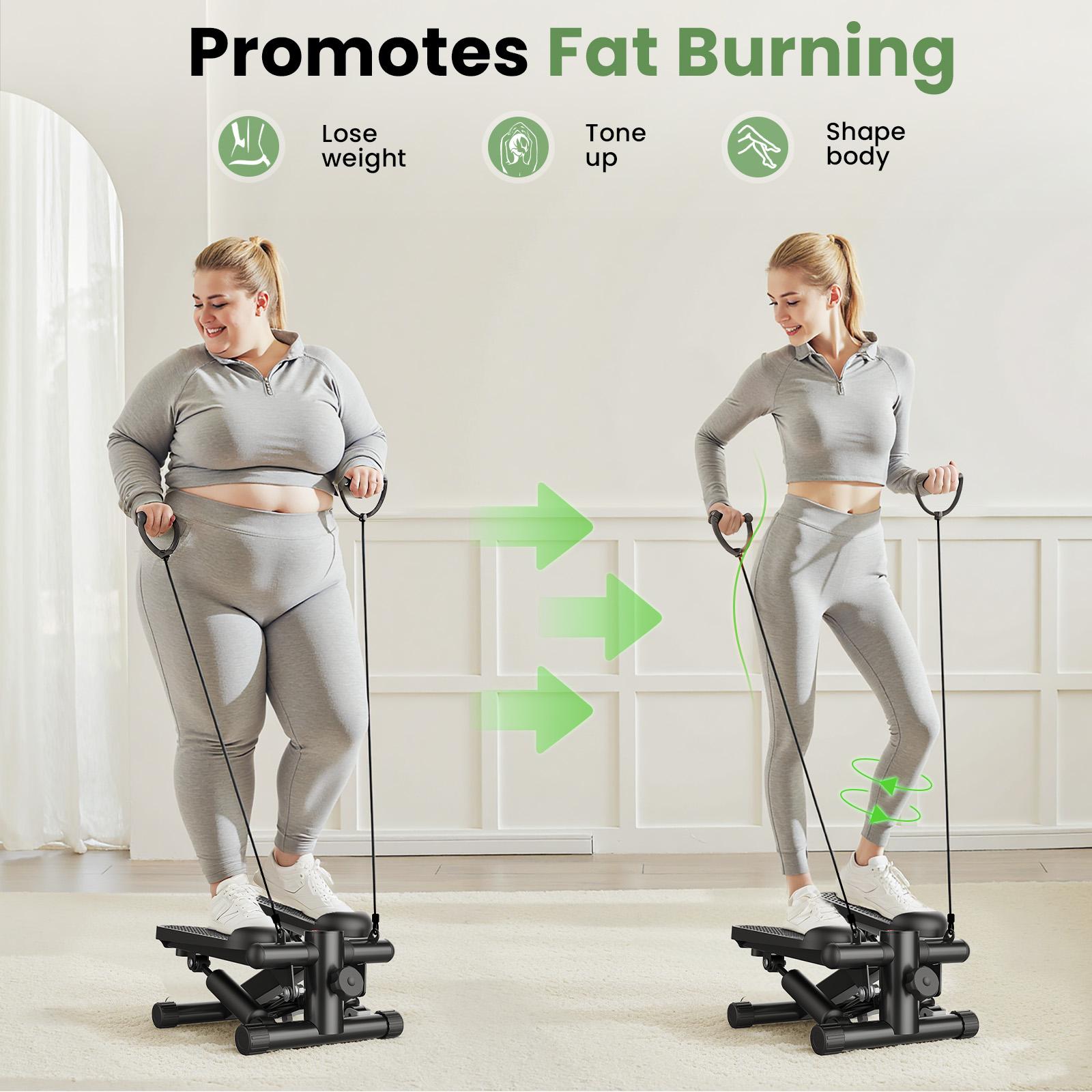 Mini Stepper for Exercise at Home, Stair Step Workout Machine with Resistance Band and Over 300lb Weight Capacity, Optional Twist Motion Mini Stepper with Resistance Bands, Portable Full Body Workout Stepper Machine Adjustable Foot Stepper for Fitness