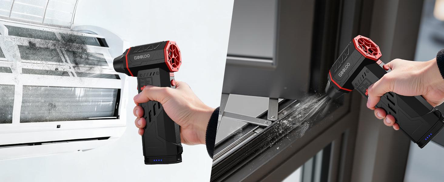 GOOLOO F5 Compressed Air Duster, Dual Removable Batteries, 180,000RPM Electric Air Duster, 3-Gear Adjustable Mini Handheld Leaf Air Blower Cordless for Car Detailing, PC, Keyboard, Snow Cleaning