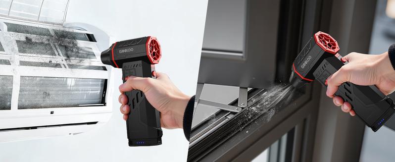 GOOLOO F5 Compressed Air Duster, Dual Removable Batteries, 180,000RPM Electric Air Duster, 3-Gear Adjustable Mini Handheld Leaf Air Blower Cordless for Car Detailing, PC, Keyboard, Snow Cleaning