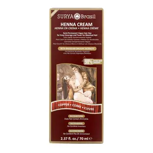 Surya Brasil Henna Cream Copper - Vegan Semi-Permanent Hair Dye with 98% Natural Ingredients for Deep Hydration & Shine 2.37 oz
