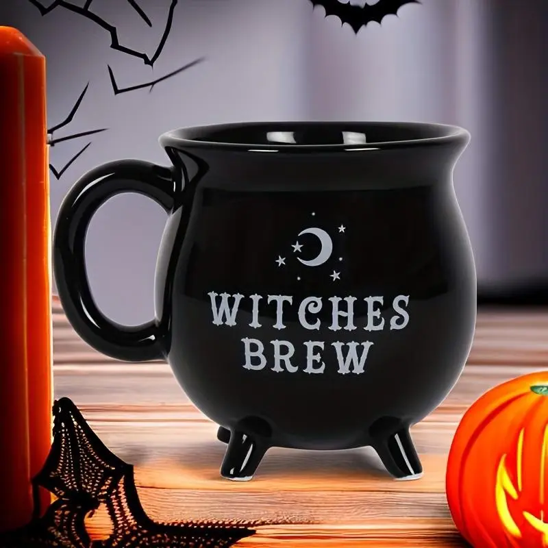 Halloween Magic Spooky Witch Crucible Mug, Witch Potion Ceramic Coffee Tea Cup, Perfect Halloween Gift for Witches & Wizards, Unique Party Favor, Ceramic Mugs