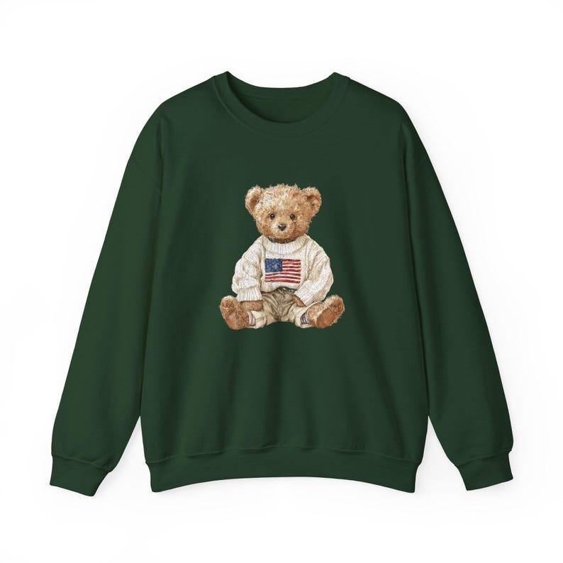 Cozy Teddy Bear Flag Sweatshirt Unisex Fall Holiday Gift Cotton( Casual Long Sleeve Batwing miss a store marine ball attire Distressed Unisex Ice T-Shirt sweatshirt bubble)