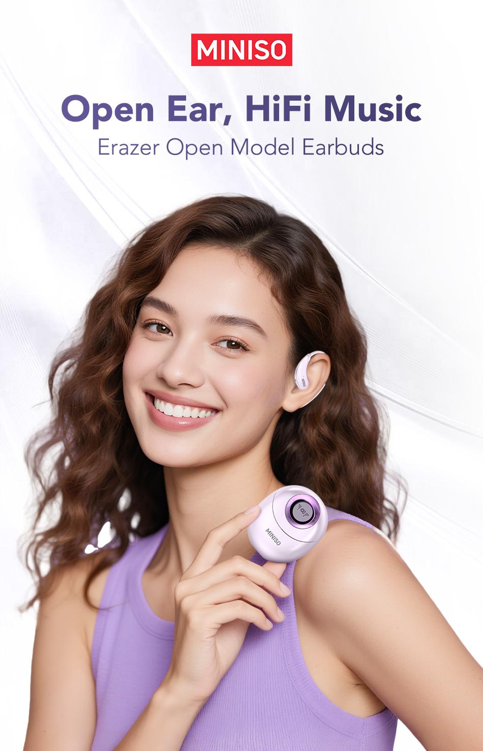 MINISO MS209 Wireless Bluetooth Earbuds, Bluetooth 6.0, OWS Earphones , Sports Headphones, Built-in Microphone, Compatible with Android/IOS