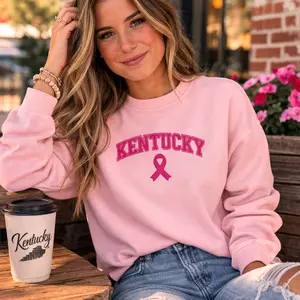 Kentucky Awareness Sweatshirt | Embroidered Pink Ribbon Design | Premium Fleece