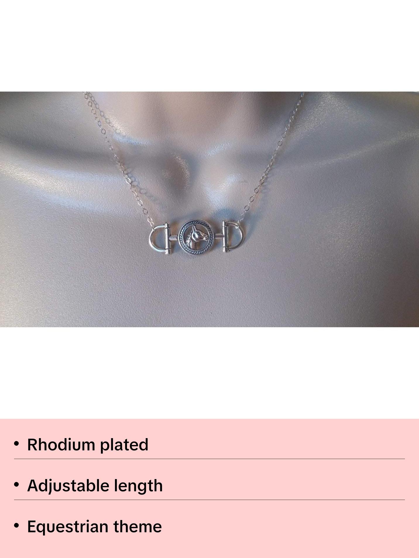 Horse Necklace, Horse Snaffle Bit Necklace, Silver Necklace, Silver Jewelry, Animal Jewelry, Equestrian Jewelry, Christmas Gift, Gift Ideas